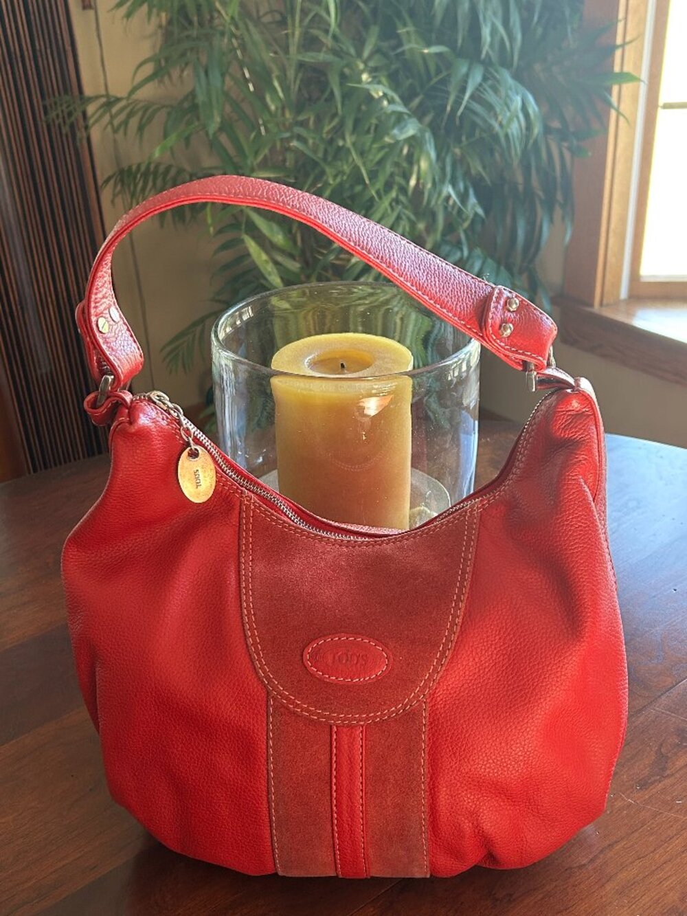 Tod's Red Leather Hobo Bag, Used, Authentic
